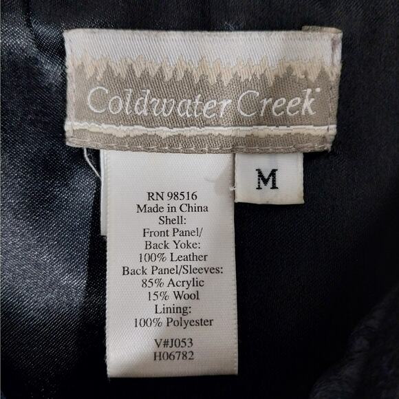 COLDWATER CREEK! LUXE BLACK GENUINE LEATHER, KNIT SLEEVE JACKET, COAT! SZ M - Picture 8 of 10